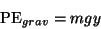 \begin{displaymath}{\rm PE}_{grav} = mgy\end{displaymath}